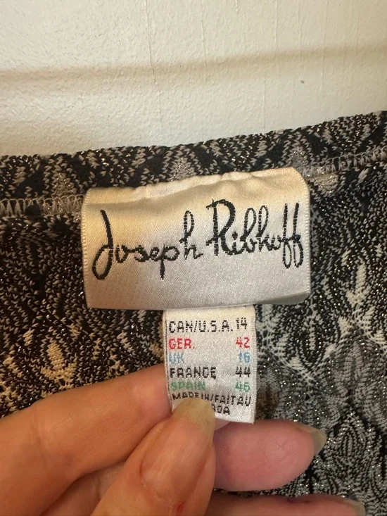 Joseph Ribkoff Black & Gray Printed High-Low Flounce Skirt - Picture 3 of 3